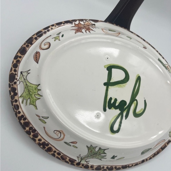 Packer Creek Pottery Jan Pugh Leaf Swirls Polka Dot Oval Plate Platter Whimsical - Picture 4 of 7